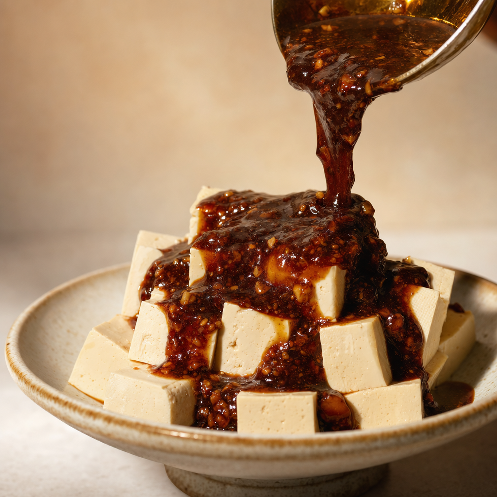 Tofu drizzled with fermented sauce
