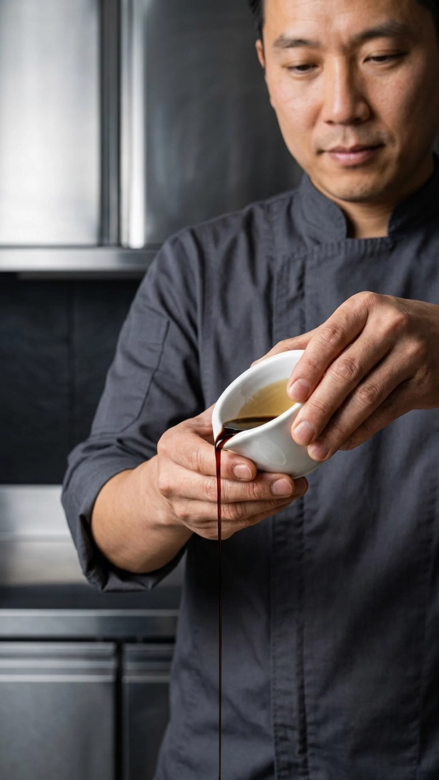 Yakisoba being poured from a bowl at Oriental Specialty Ltd.